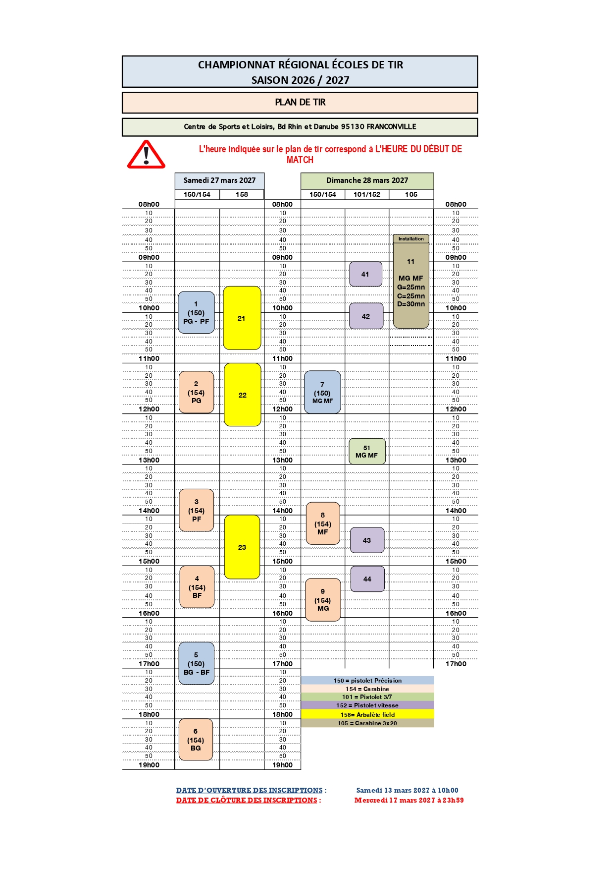 Plan de tir 2026 2027 EDT